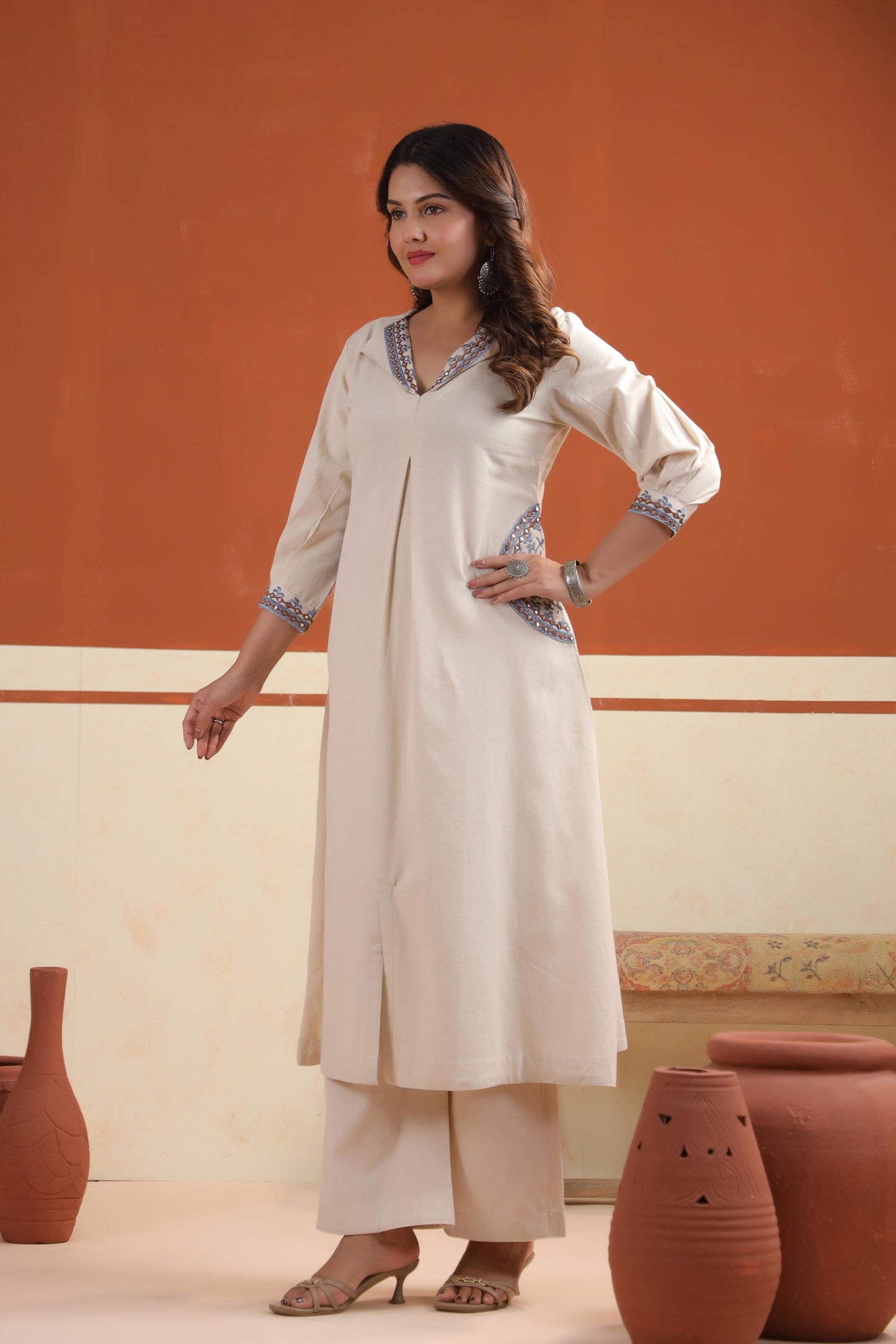 Rang Ease Desert Mirror Embroidered Cotton Co-ord Set