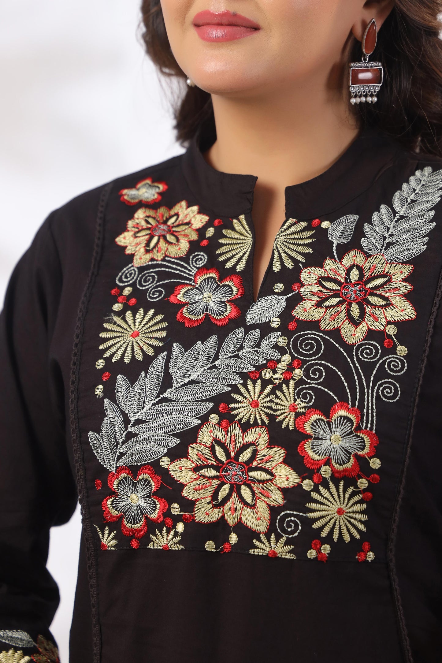Rang Ease Midnight Floral Embroidered Cotton Kurta Set