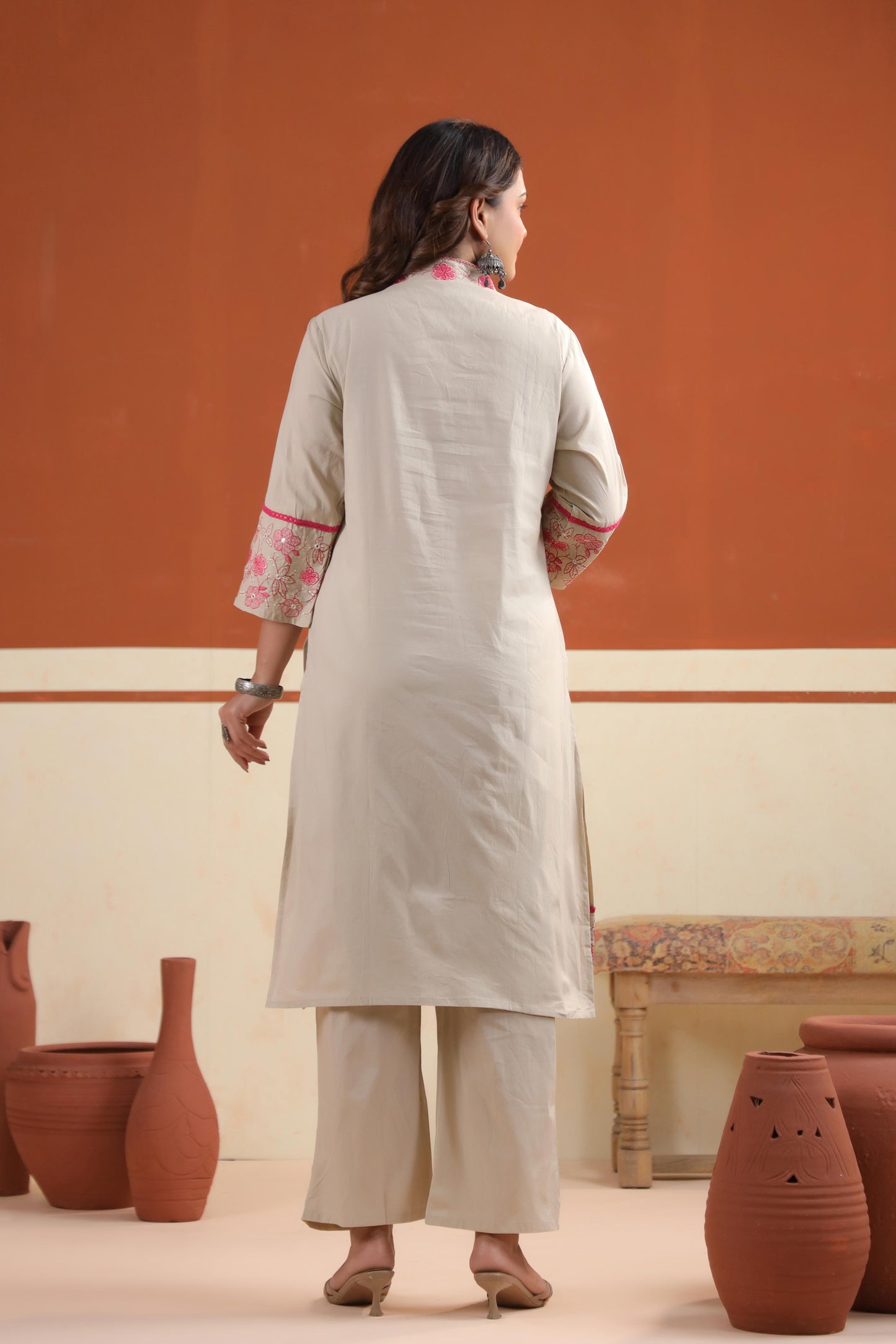 Rang Ease Petal Grace Embroidered Cotton Kurta Set