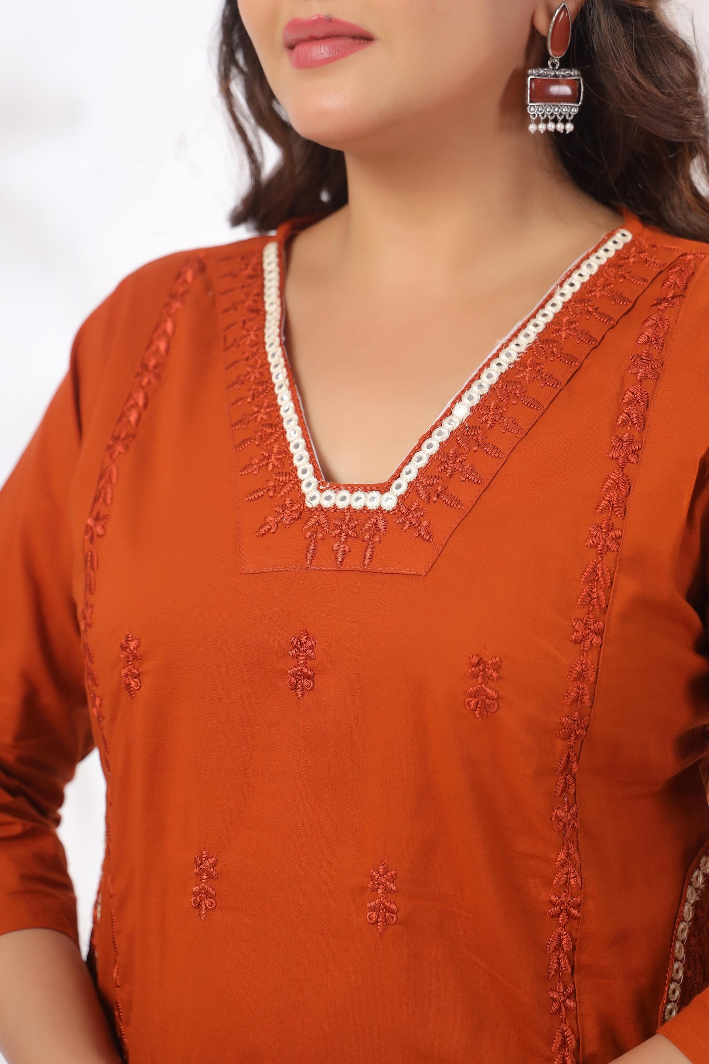 Rang Ease Sunset Rust Cotton Kurta Set