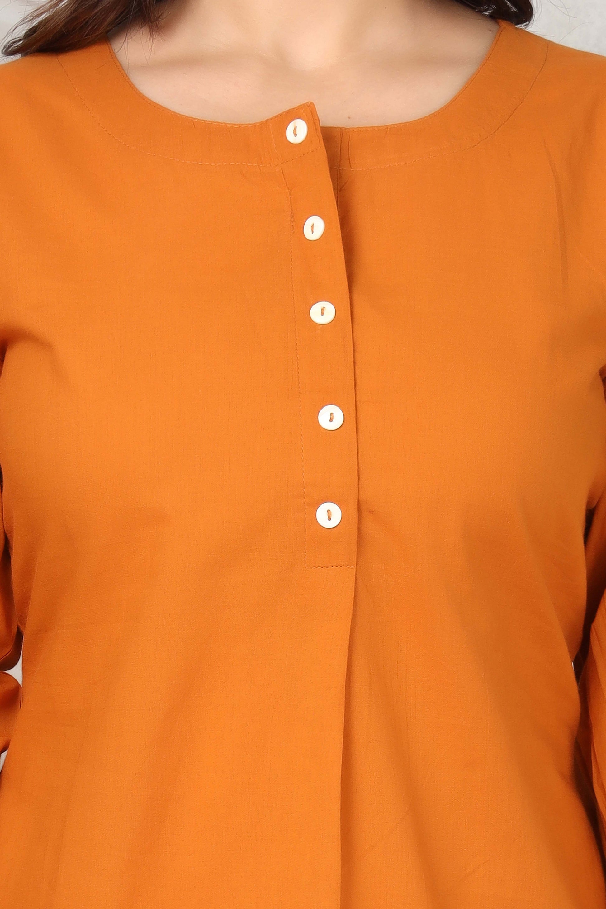 Detail of Golden Glow printed cotton co-ord set fabric