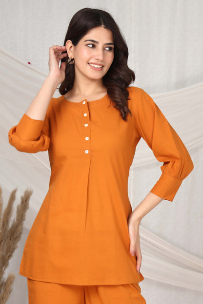 Front view of Golden Glow cotton co-ord cord set