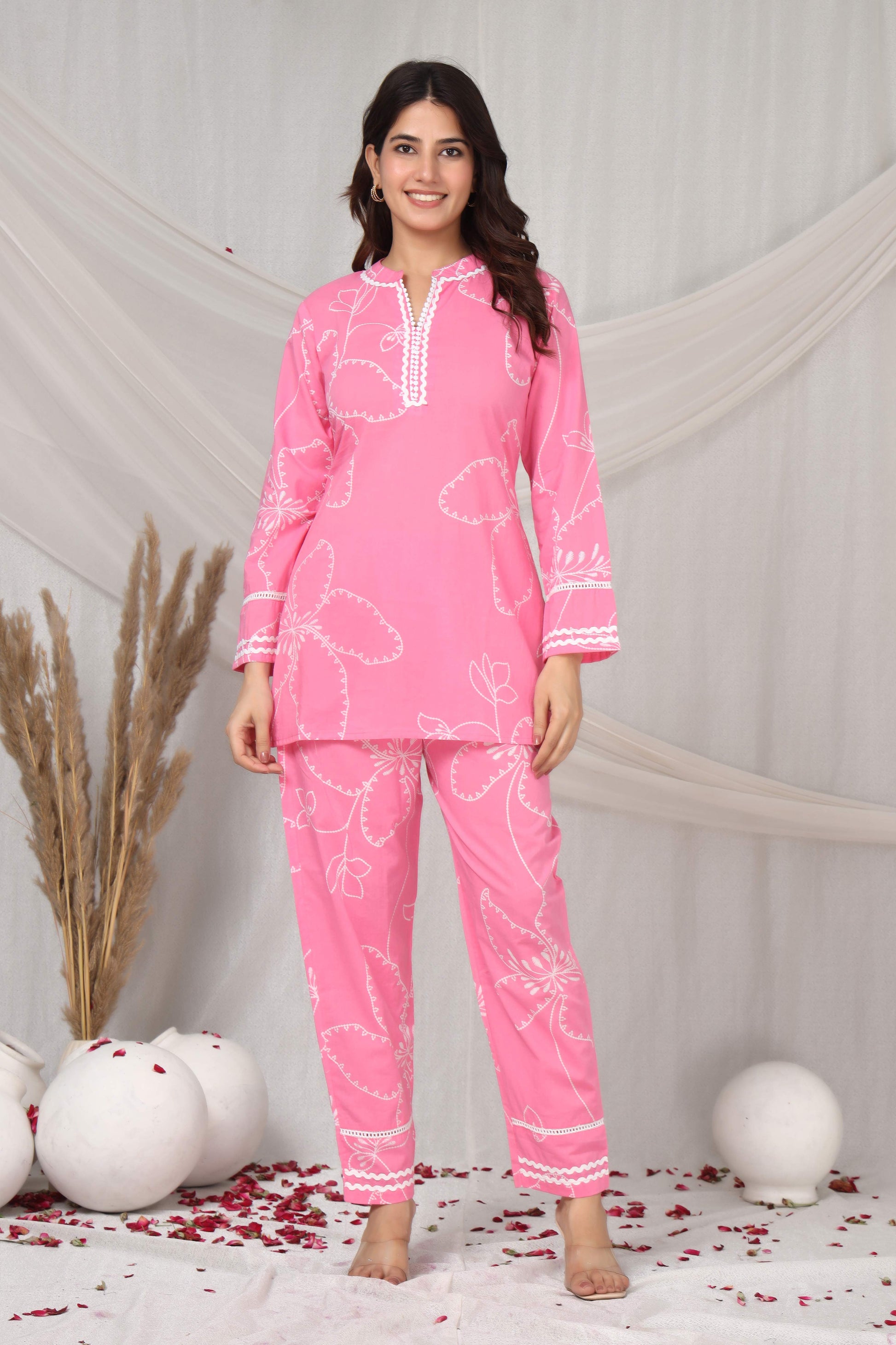 Peachy Bloom everyday cotton co-ord set for women by Karpaa