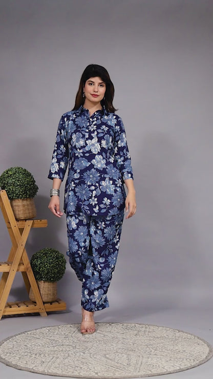 Indigo-Inspired Floral Co-Ord set